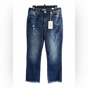 Zenana Women's Distressed Indigo Straight Leg Jeans